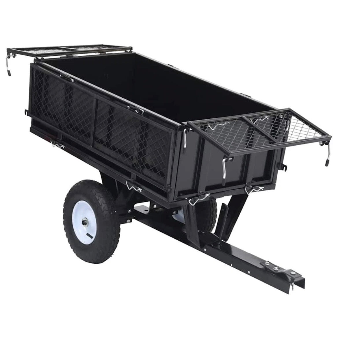 Kippanhänger Rasenmäher 150kg Rasentraktor Anhänger Gartenwagen Stahl