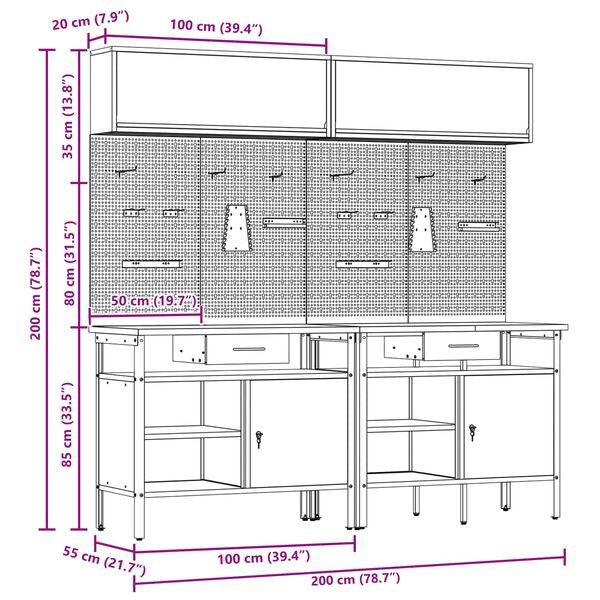 8tlg Werkbank Werkzeugschrank Werktisch Werkschrank