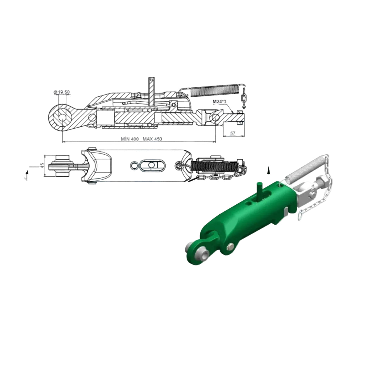 Stabilisator John Deere Unterlenker Strebe Traktor Landwirtschaft