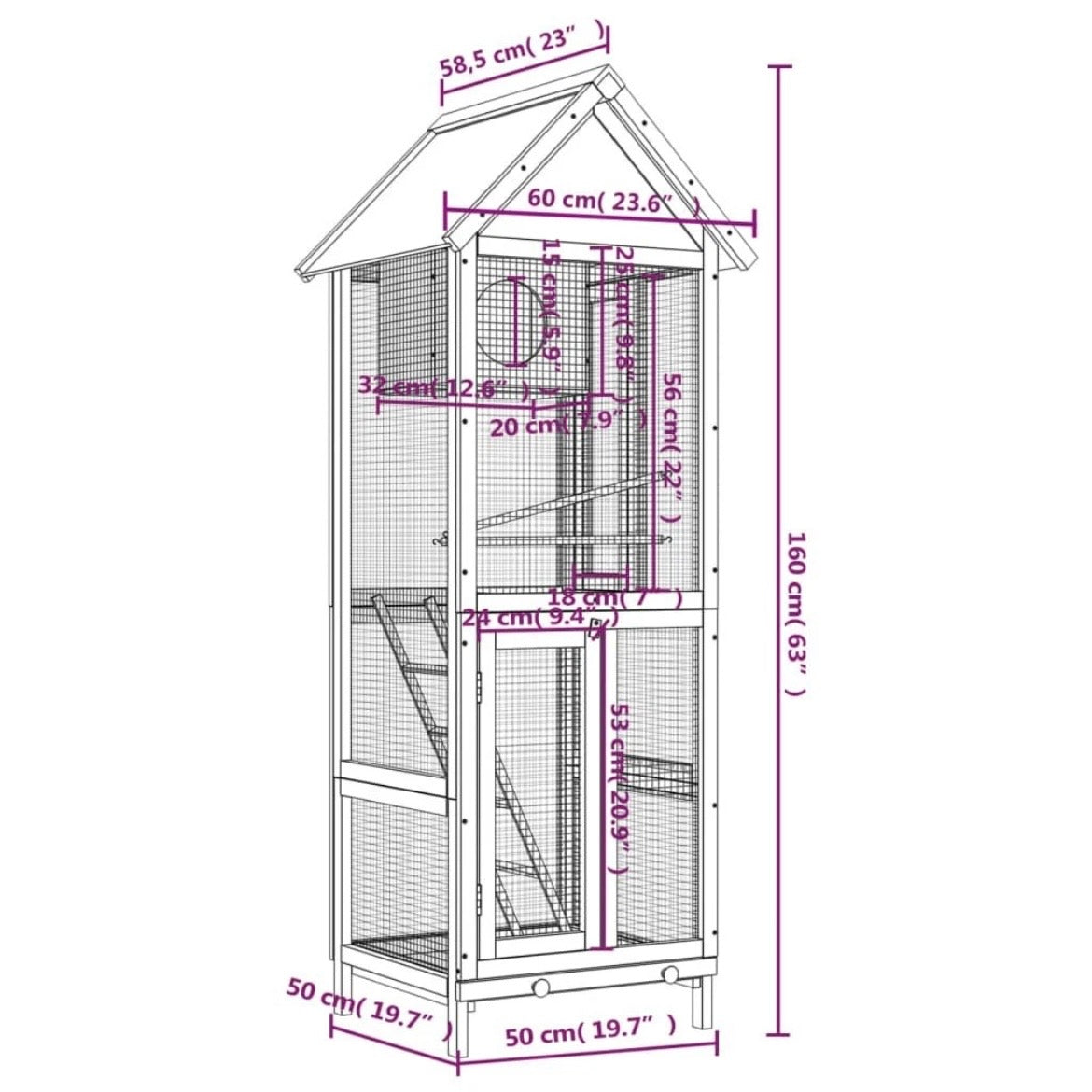 Vogelvoliere Vogelkäfig Holz Außen Vogelhaus Kiefer Käfig