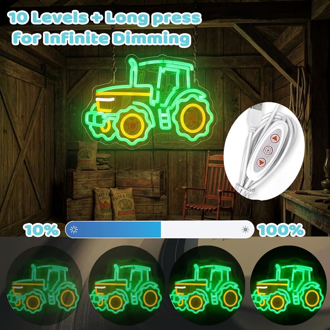 LED Neon Schild Traktor Schlepper USB