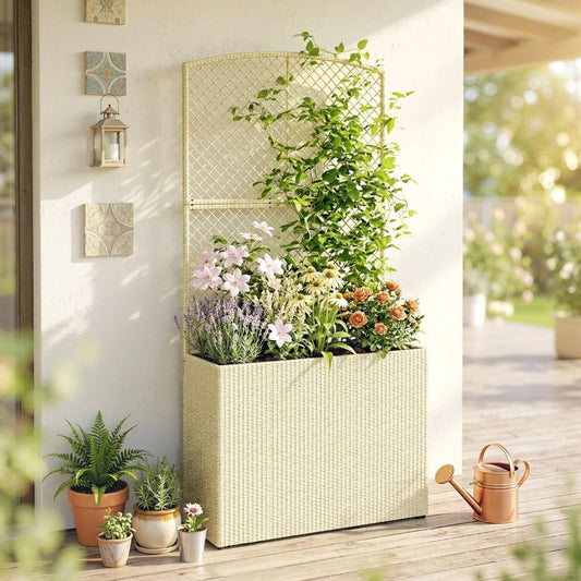 Hochbeet Rattan Optik Pflanzkasten Pflanzbeet Gartenbeet Gartenpflege