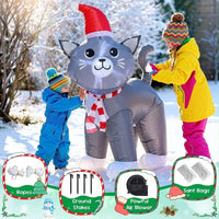 122cm Aufblasbare LED Katze Weihnachten Figur Dekoration