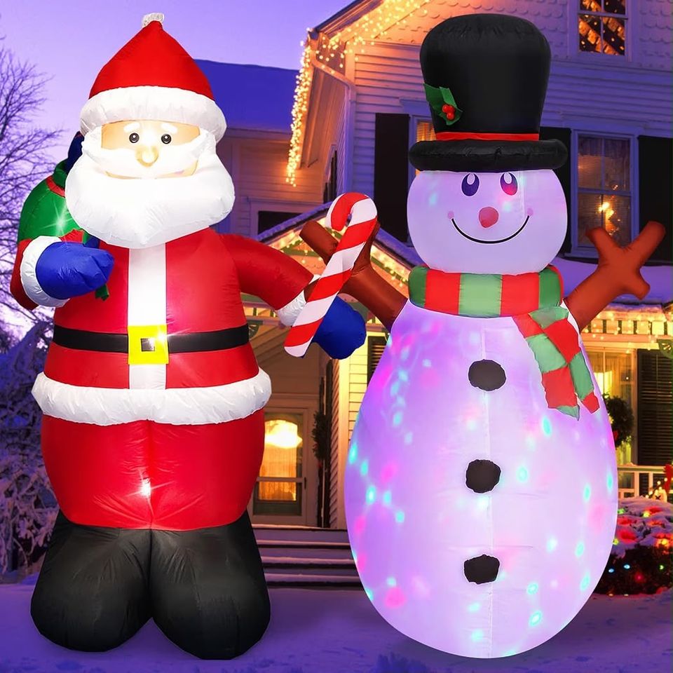 Aufblasbare Weihnachtsdekoration 150cm Weihnachtsmann Schneemann LED