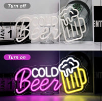 Cold Beer LED Neon Schild Leuchtschild Bar Kneipe Partykeller Deko