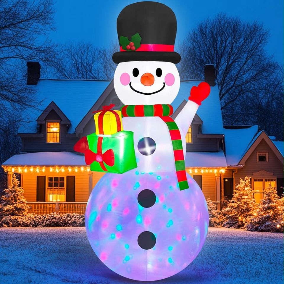 244cm LED Schneemann Aufblasbar Weihnachtsdeko Beleuchtet Garten XXL