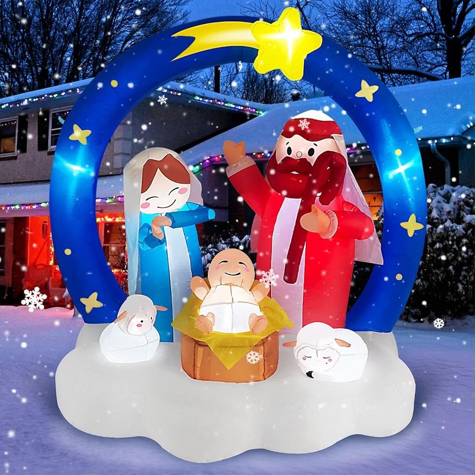 183cm Aufblasbare Weihnachtskrippe LED Außendekoration Bogen Krippe