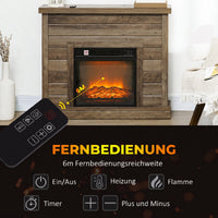 Elektrokamin 3D-Flammeneffekt Timer Fernbedienung Naturholz Standkamin