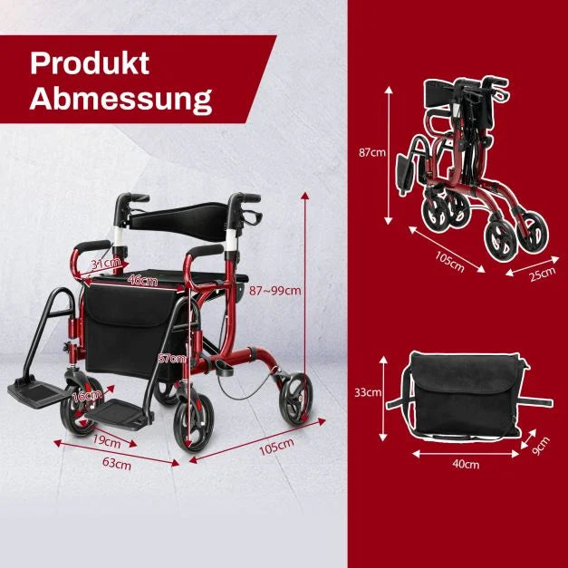2in1 Seniorenrollator Seniorenrollstuhl Rollstuhl Senioren