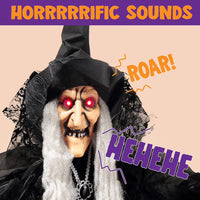 Halloween Sprechende Animierte LED Hexe Dekoration