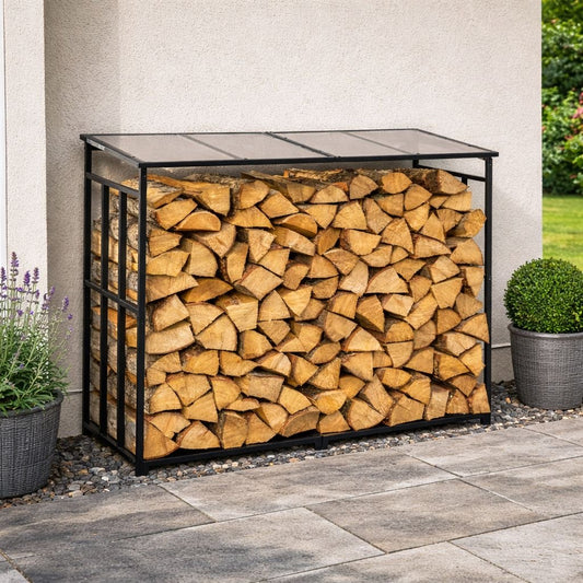Kaminholzregal Metall 300kg Holzlager Feuerholzständer Kaminregal
