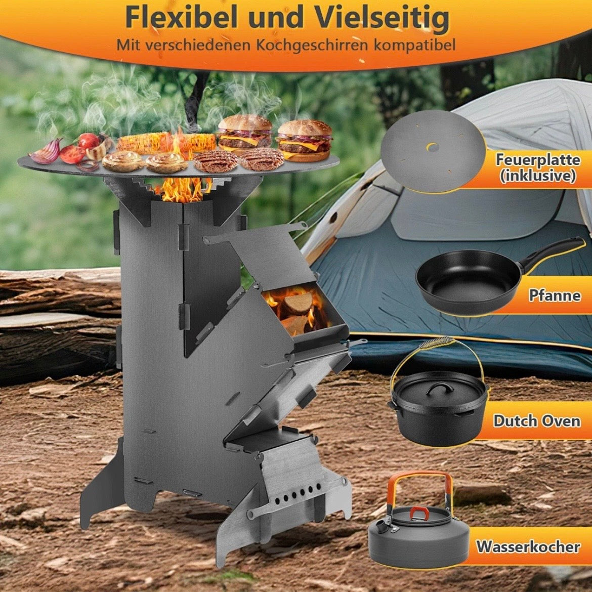 Raketenofen Stahlofen Heizkörper Heizen Kamin Outdoor
