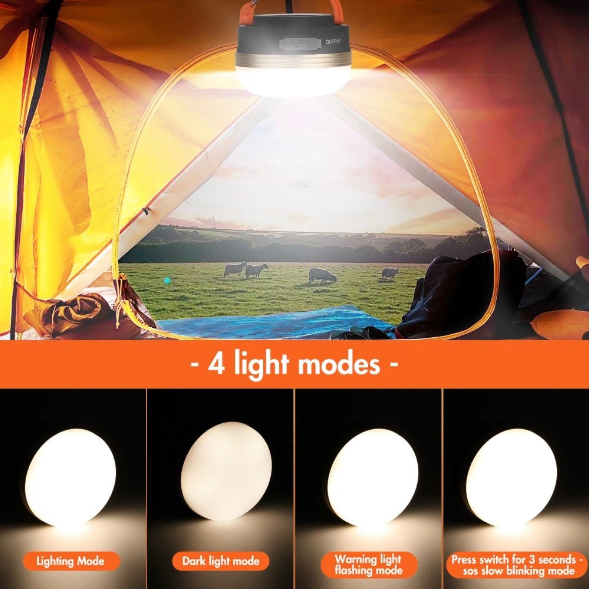 2x LED Campingleuchte Outdoor Camping Lampe USB