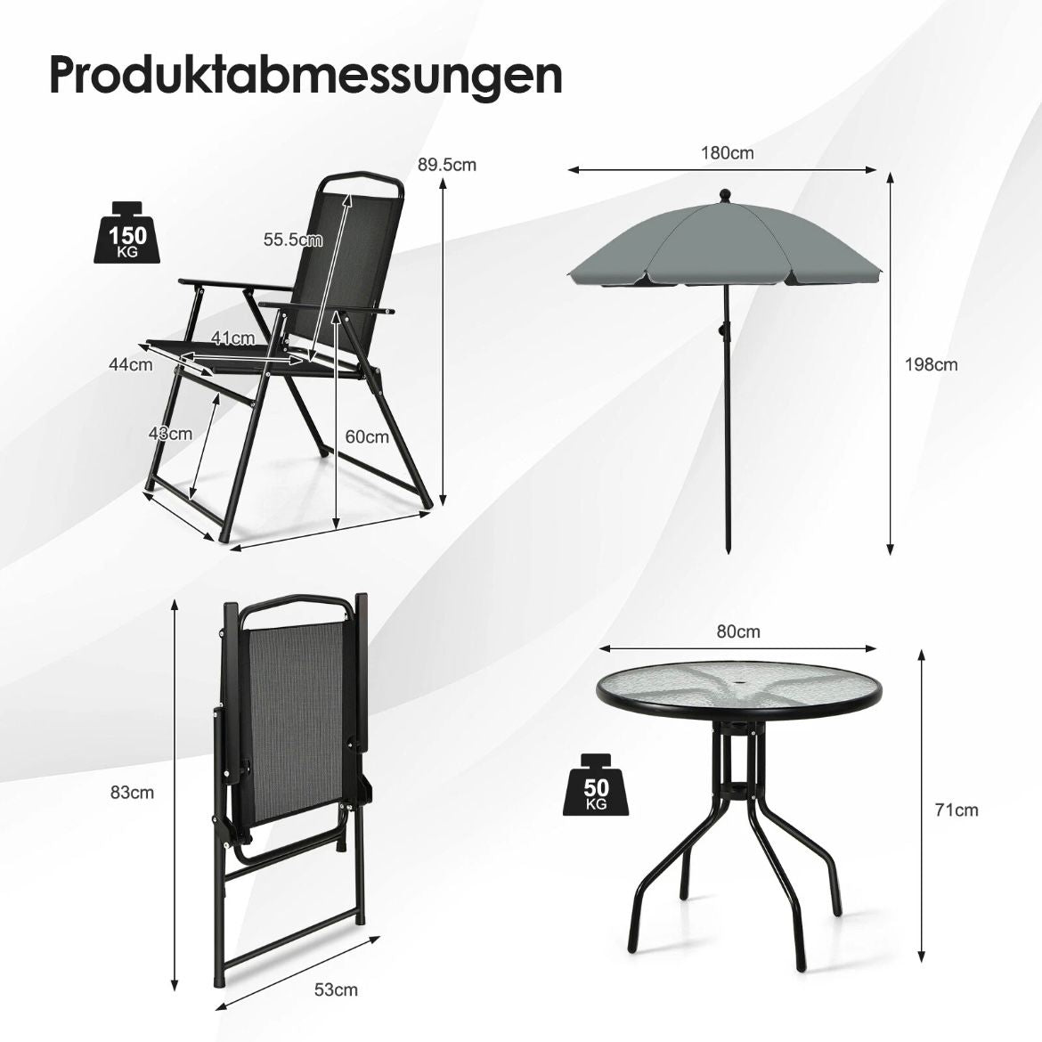 Gartenmöbelset Balkonmöbel Bistroset Schirm Gartentisch Gartenstühle