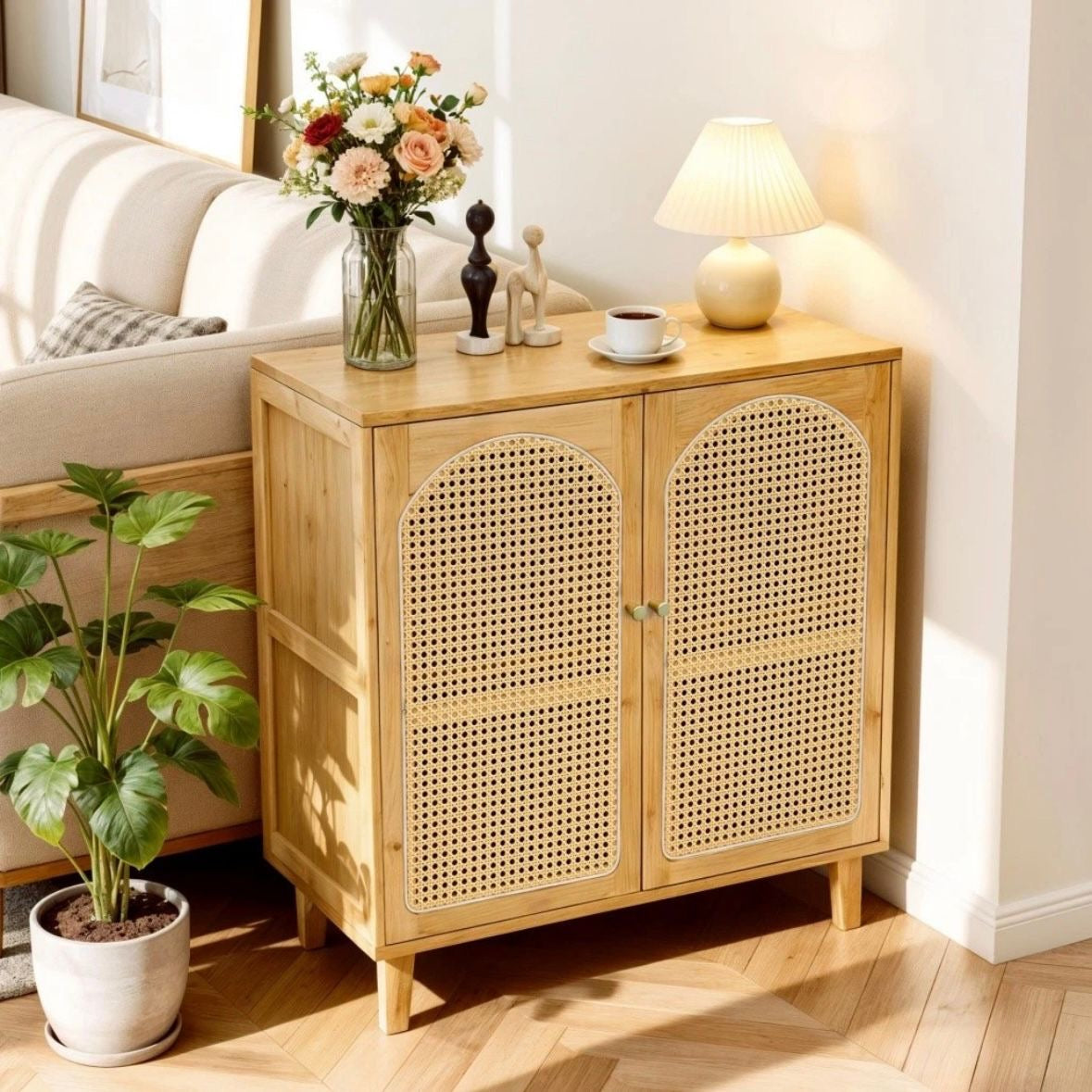 Sideboard Kommode Anrichte Schrank Wohnzimmerschrank Bambus