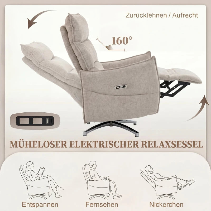Drehbar Elektrisch Relaxsessel Sessel Massage Möbel Wohnzimmer