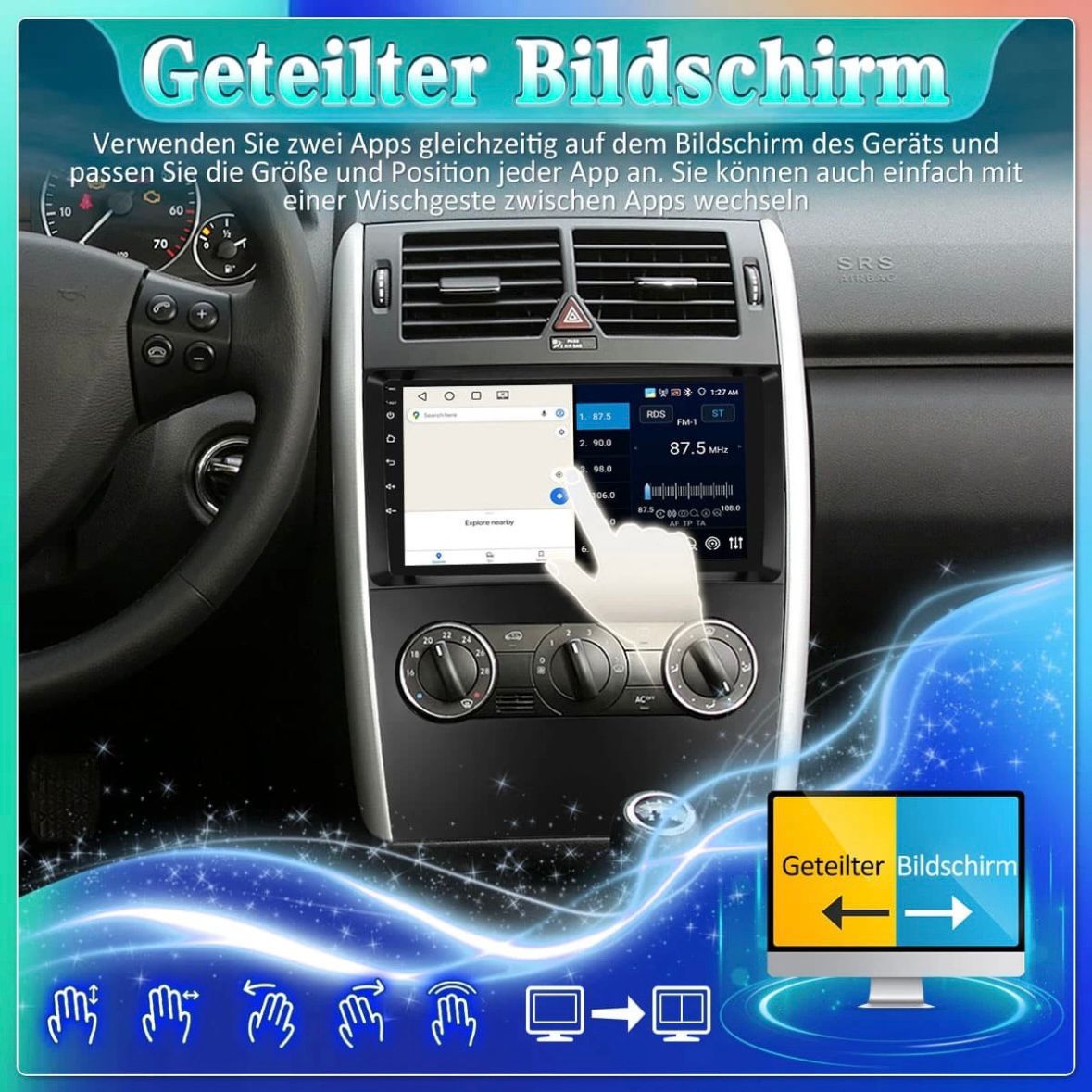 Autoradio für Mercedes-Benz A/B Klasse W169 W245 Android 15.0