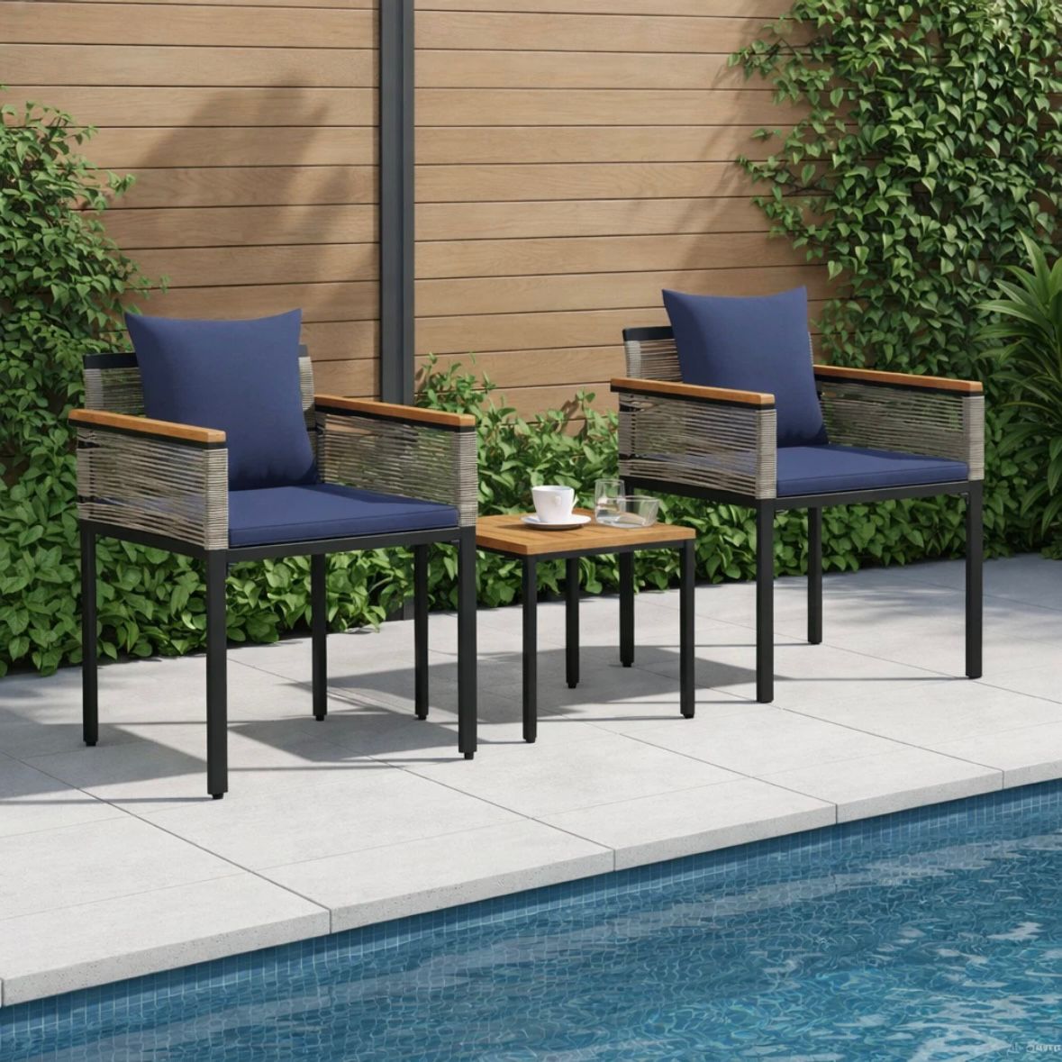 3tlg Gartenmöbel Set Poly Rattan Balkonmöbel Lounge Möbel