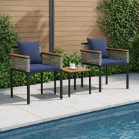 3tlg Gartenmöbel Set Poly Rattan Balkonmöbel Lounge Möbel