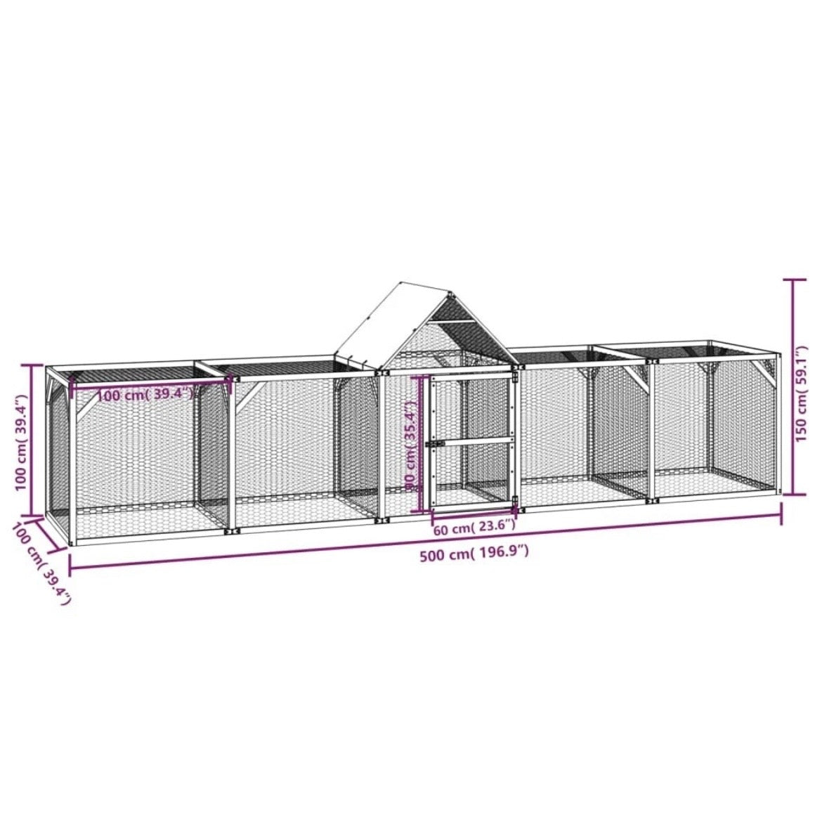 Hühnerkäfig Hühnerstall Gehege Outdoor Stall 500×100cm