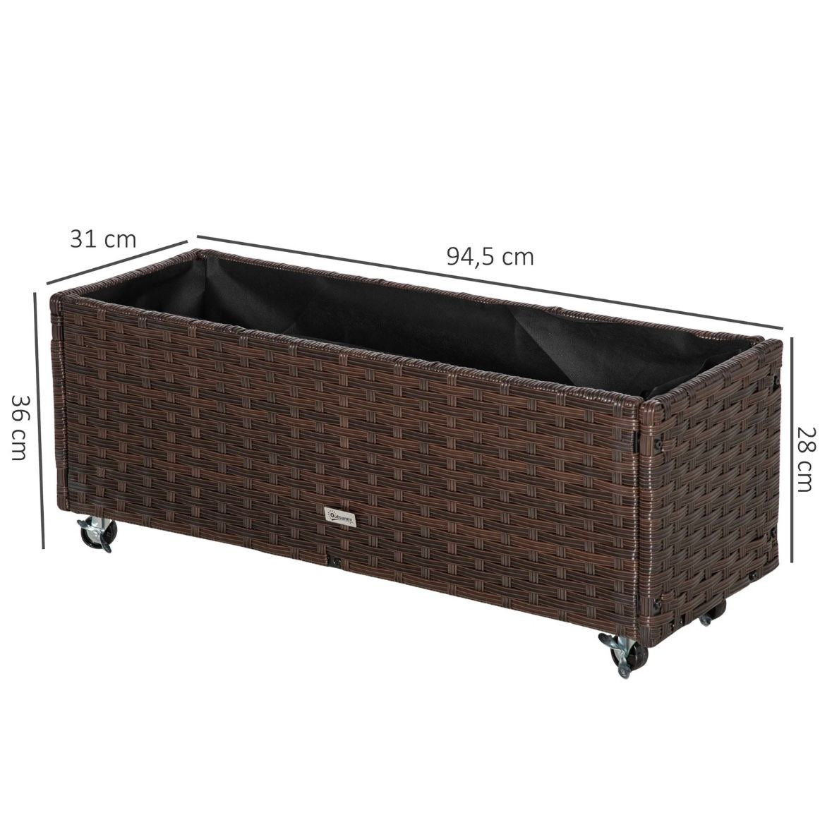 Poly Rattan Hochbeet Rollen Pflanzkasten Blumenbeet Beet
