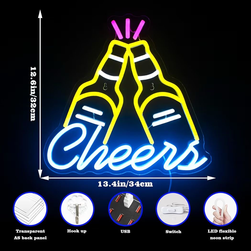 LED Neon Schild Cheers Bier Neonlicht USB Zimmer