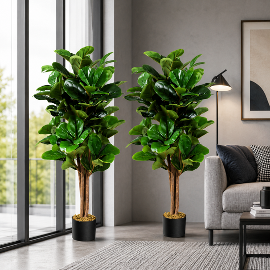 2x Kunstpflanze 120cm Künstlich Feigenbaum Dekopflanze Zimmerpflanze