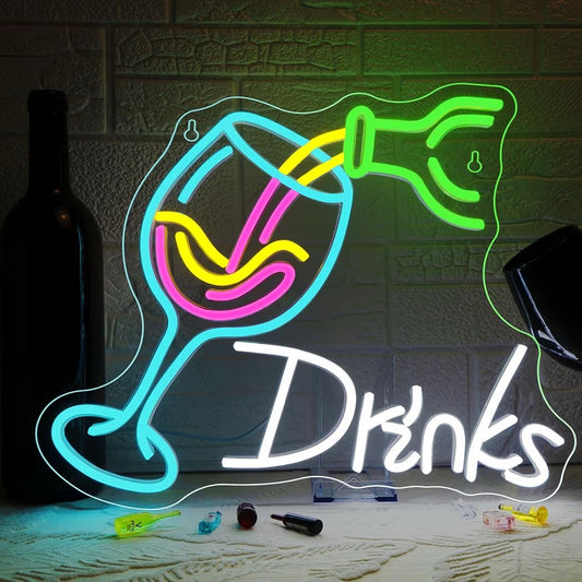 LED Neon Schild Drinks Cocktail Bar Neonlicht USB Club