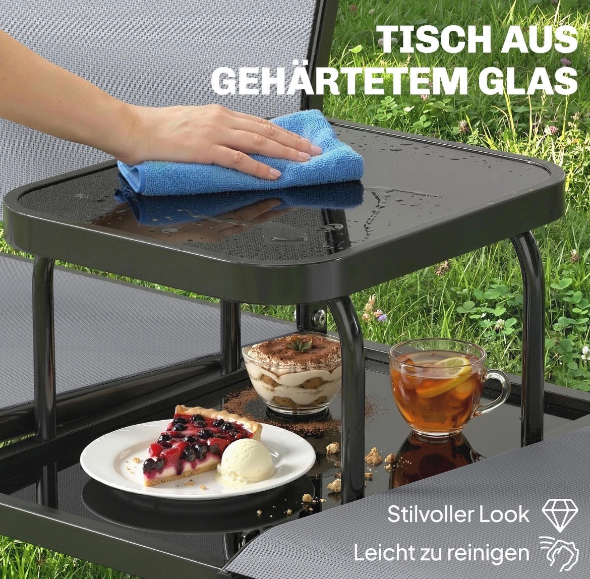 Gartenbank Sitzbank Glastisch Gartentisch Gartenmöbel