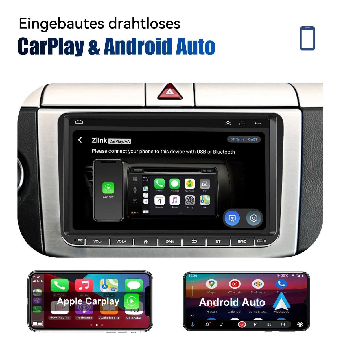 Android 14 Carplay Autoradio GPS NAVI RDS Für VW GOLF 5 6 Touran EOS