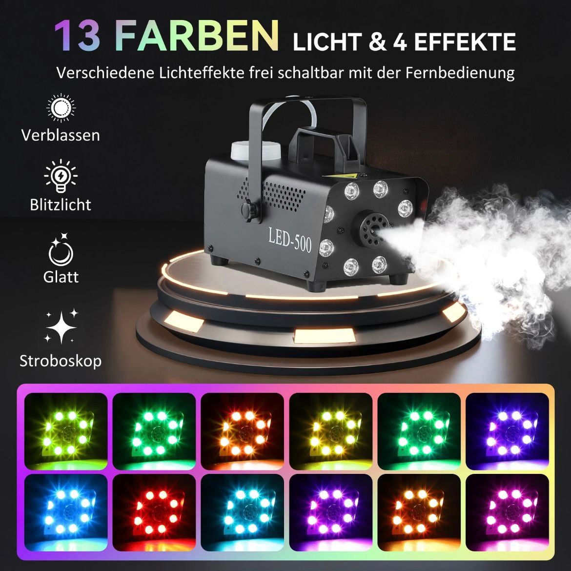 Nebelmaschine 450W Rauchmaschine LED Lichtern RGB Effekt