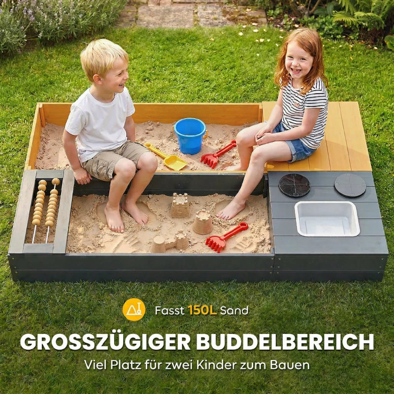 Sandkasten 2-teilig 150x90cm Sandkiste Outdoor Spielgeräte