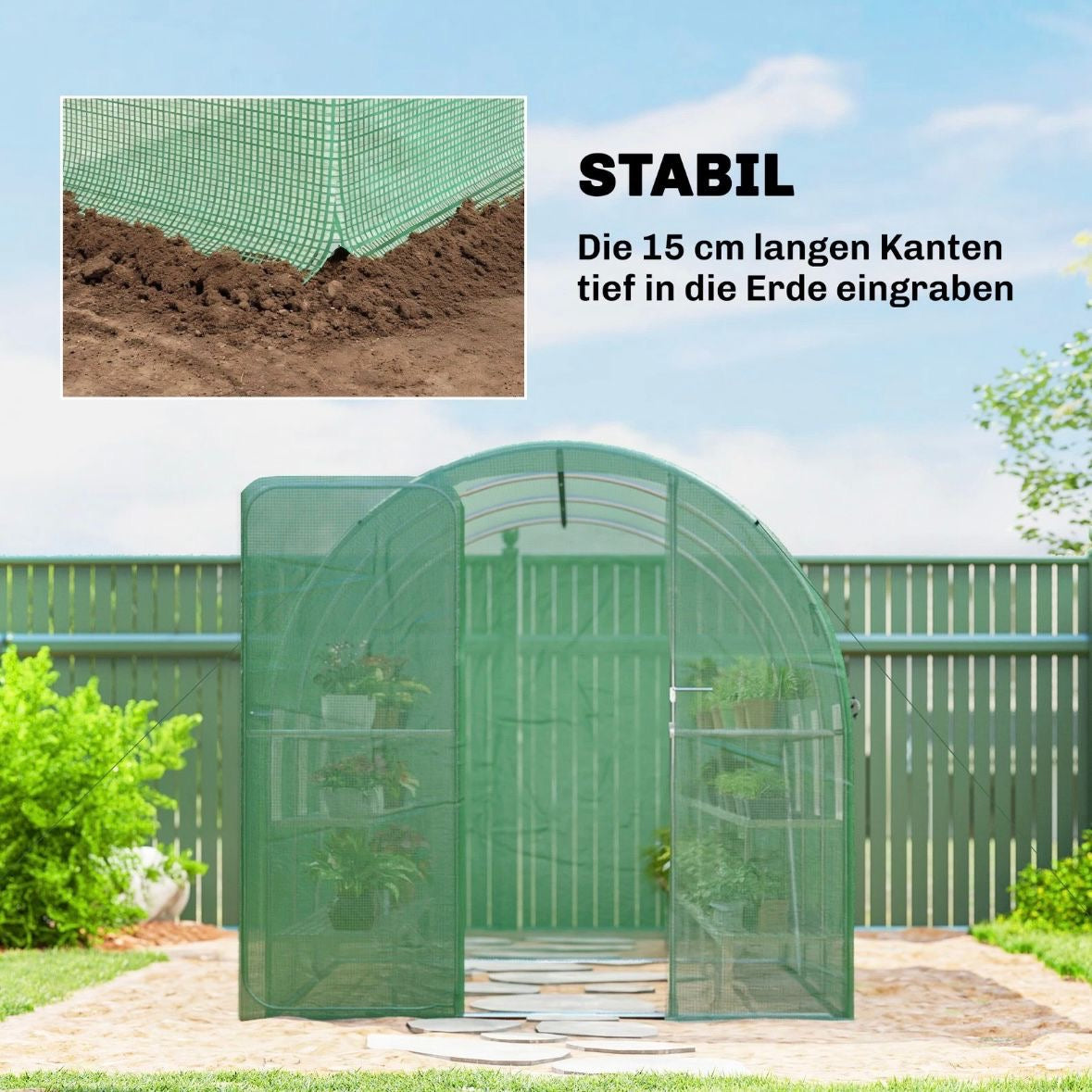 Gewächshaus 3x2x2m Foliengewächshaus Gartenhaus Pflanzenhaus Pflanzen