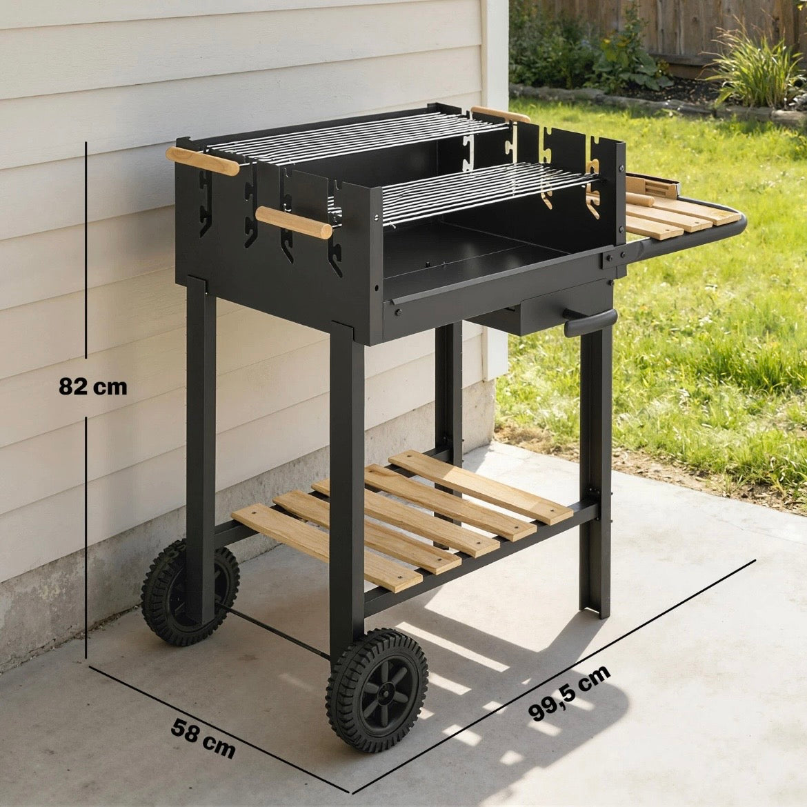 Holzkohlegrill Grillwagen Höhenverstellbar Grill