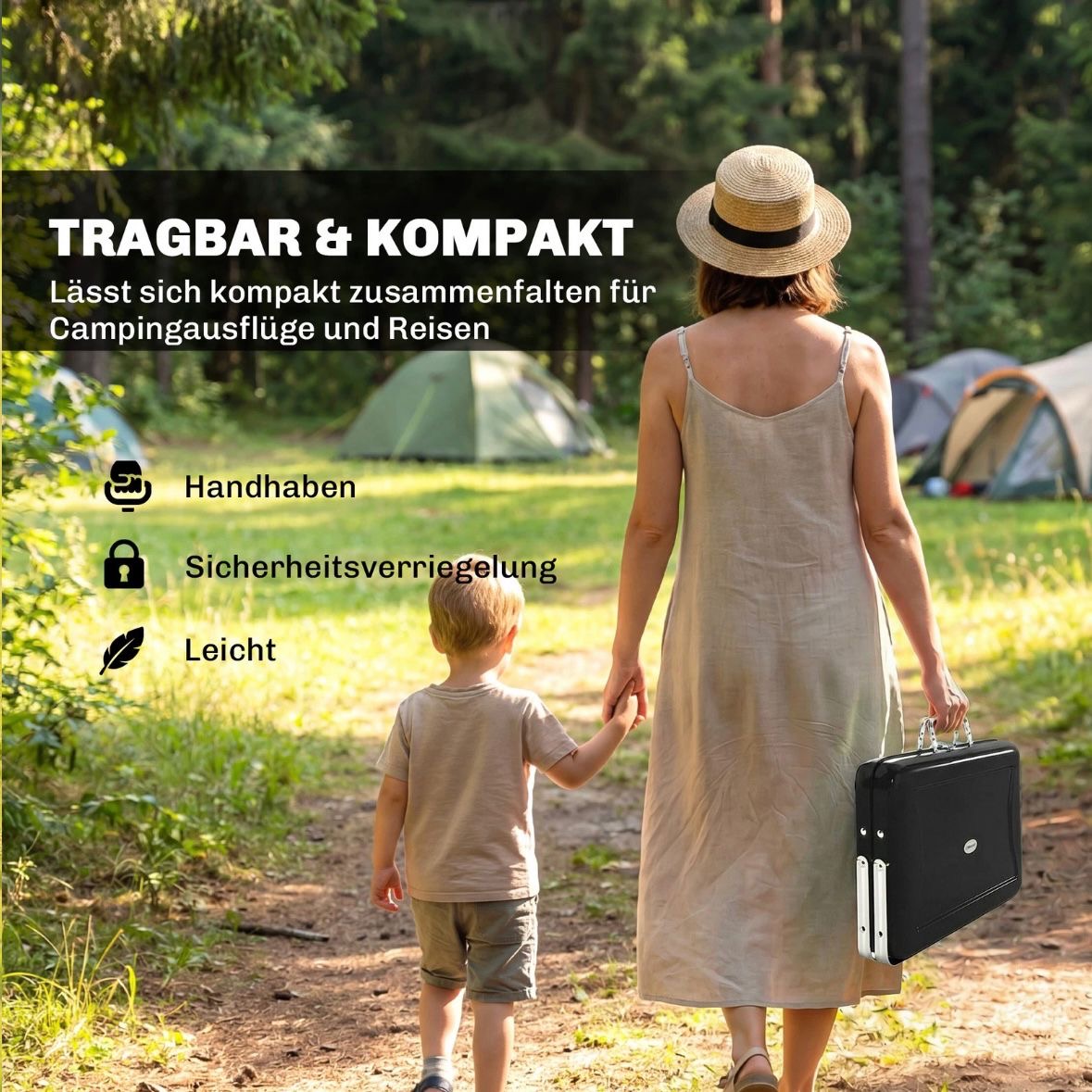 Tragbarer Holzkohlegrill Kofferdesign Grill Kohlegrill BBQ