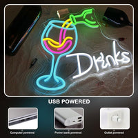 LED Neon Schild Drinks Cocktail Bar Neonlicht USB Club