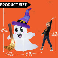 Aufblasbare Halloween Geisterdeko Dekoration Geist Besen