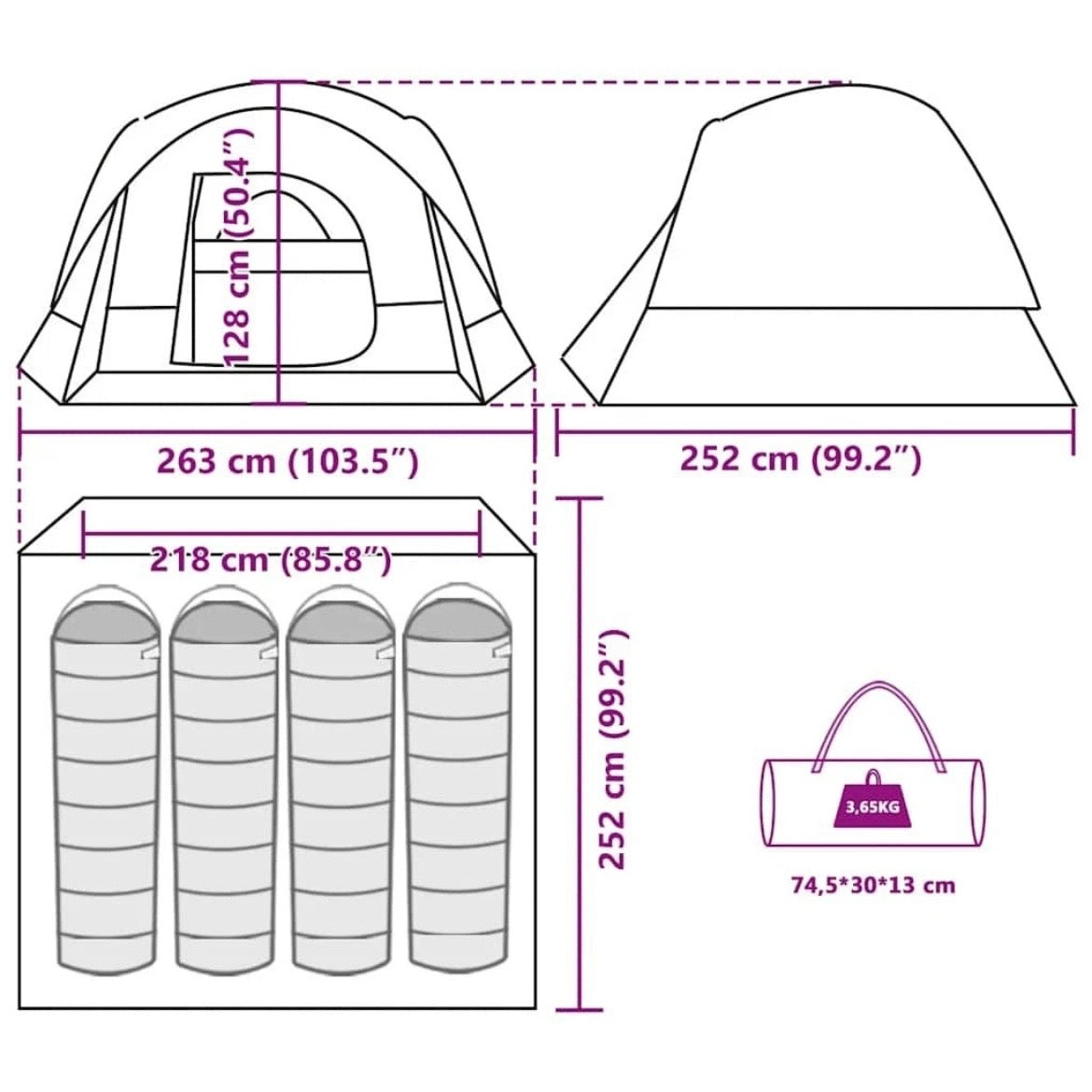 Campingzelt Kuppelzelt Familienzelt Outdoor Wasserdicht Festivalzelt 4 Personen