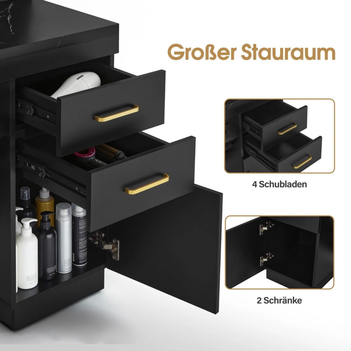 BarberPub Friseurplatz Schubladen Spiegelschrank Friseurschrank