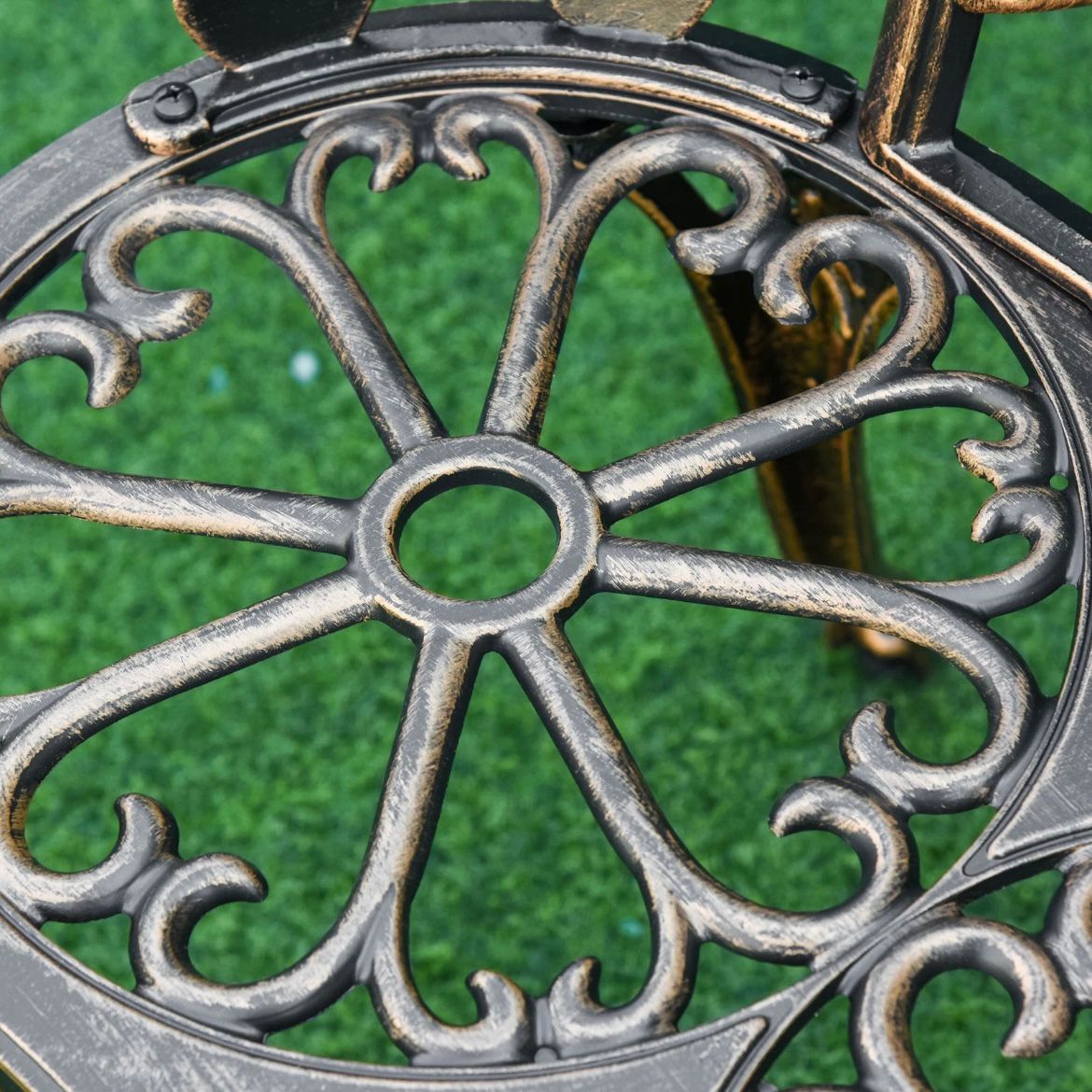 Antik Stil Gartenbank 2-Sitzer Sitzbank Blumenmuster Gartendeko