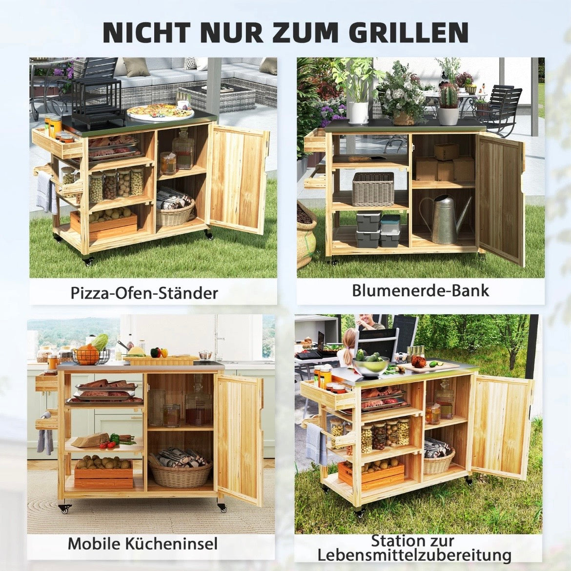 Grillwagen Servierwagen BBQ Grilltisch Gartengrill