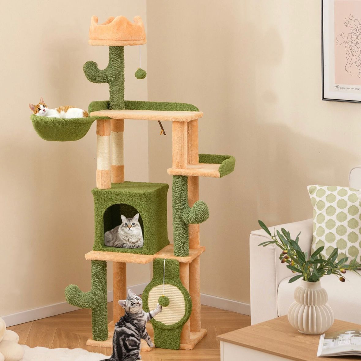 Kratzbaum 160cm Katzenbaum Kletterbaum Katzenmöbel Sisalpfosten