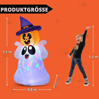 Halloween 1,5 Aufblasbarer LED Kürbisgeist Außendekoration Deko