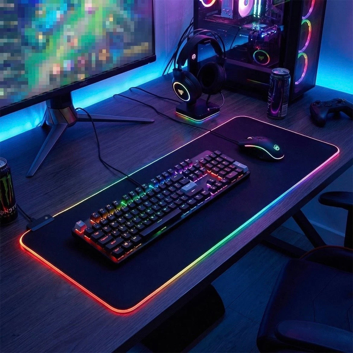 Gaming Mauspad Mousepad LED RGB Matte Pad PC Computer
