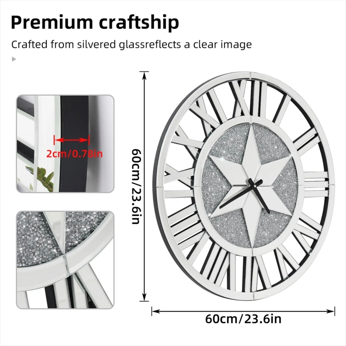 Wanduhr Spiegel Uhr Wohnzimmer Möbel Wandspiegel