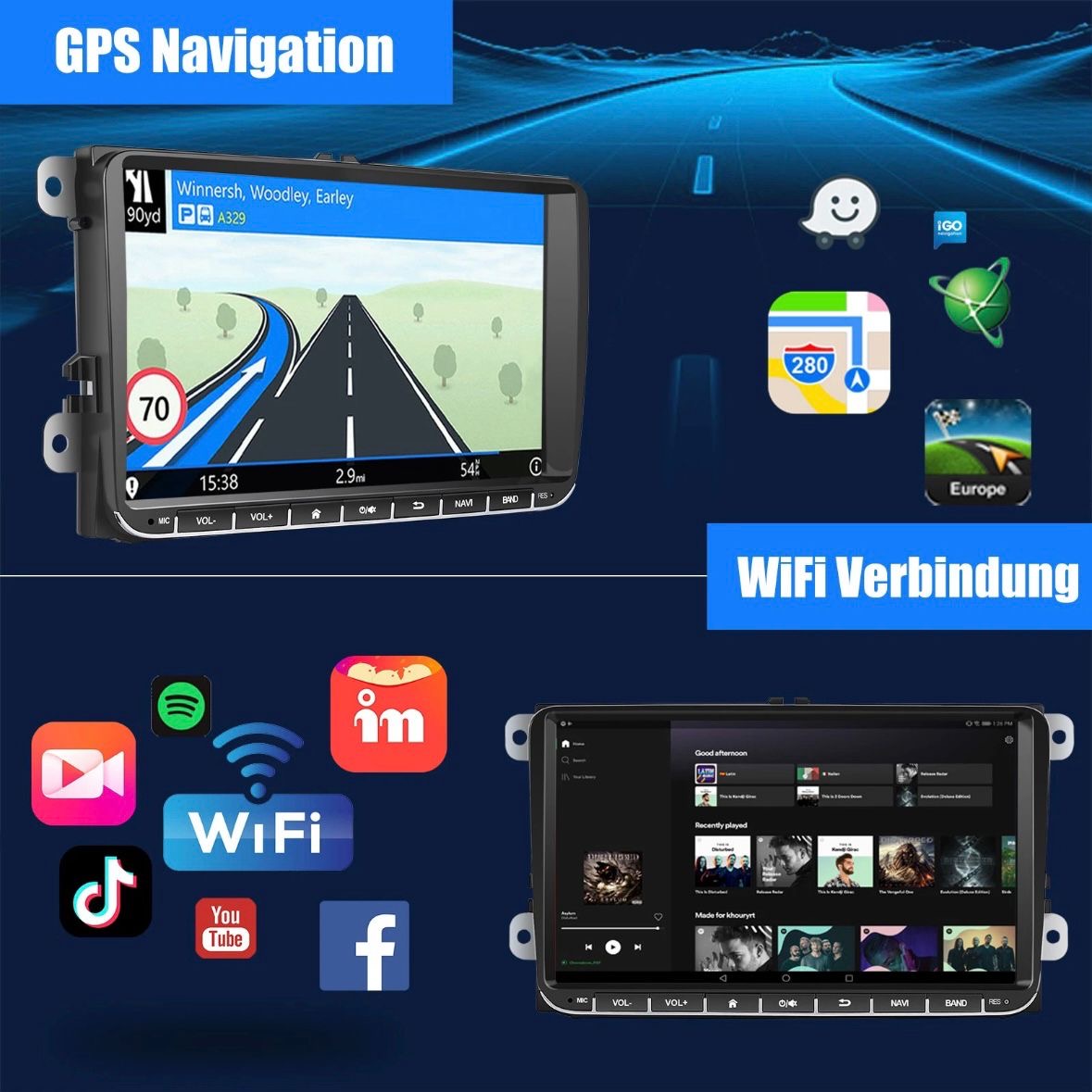 Android 14 Carplay Autoradio GPS NAVI RDS Für VW GOLF 5 6 Touran EOS