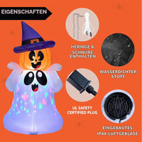 Halloween 1,5 Aufblasbarer LED Kürbisgeist Außendekoration Deko