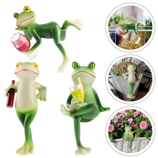 3x Froschfigur Froschstatue Dekoration Garten für Draußen