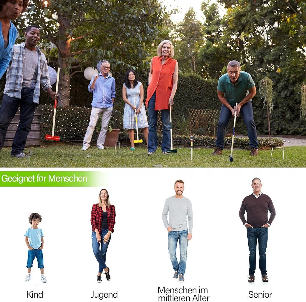 Krocket Spiel Set für 4 Personen Outdoor Gartenspiel Garten
