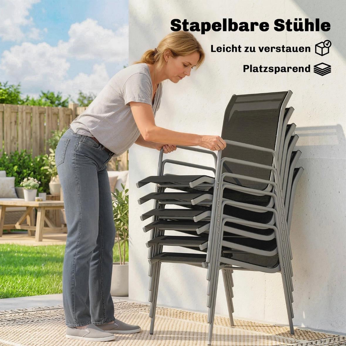 Gartenmöbel Set Sitzgruppe 150x90cm Tisch 6 Stühlen